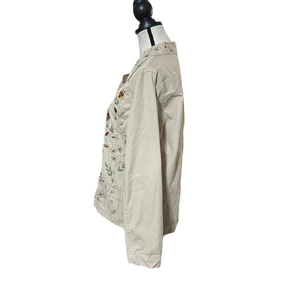 VTG Y2K Tantrums Tan & Multicolored Floral Embroidered Lightweight Jacket L - Picture 6 of 8